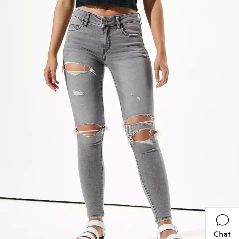 gray jeggings american eagle size 4 long